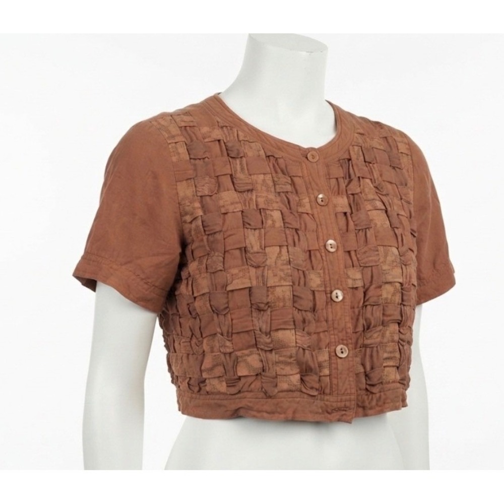 Vtg C.W. Studio Woven Rayon Top L Boho Earthcore Naturecore Artisanal Minimalist